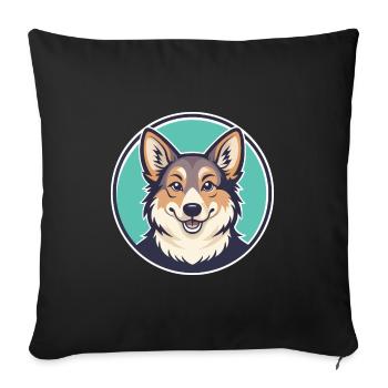 Italien Volpino Chien Race Dessin animé Kawaii Clipart - Housse de coussin décorative 45 x 45 cm - noir - Devant