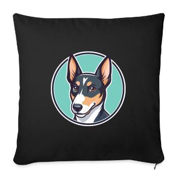 Japanese Terrier Dog Breed Cartoon Kawaii Clipart - Sofa pillowcase 17,3'' x 17,3'' (45 x 45 cm) - black - Front