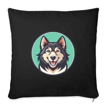 Karakachan Chien Race Dessin animé Kawaii Clipart Animal - Housse de coussin décorative 45 x 45 cm - noir - Devant