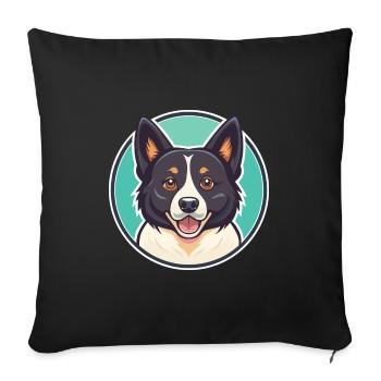 Karelian Bear Dog Breed Cartoon Kawaii Clipart Pet - Sofa pillowcase 17,3'' x 17,3'' (45 x 45 cm) - black - Front