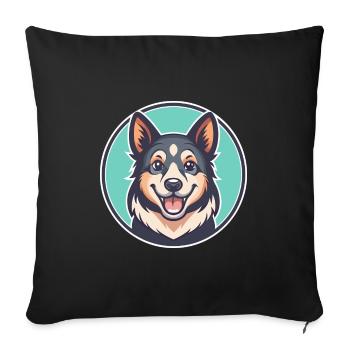 Kanni Chien Race Dessin animé Kawaii Clipart Animal Animal de compagnie - Housse de coussin décorative 45 x 45 cm - noir - Devant