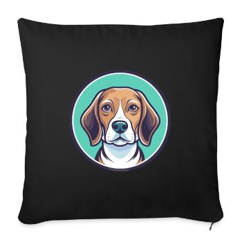 Kerry Beagle Dog Breed Cartoon Kawaii Clipart Pet - Sofa pillowcase 17,3'' x 17,3'' (45 x 45 cm) - black - Front