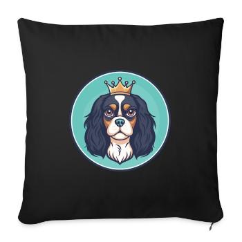 King Charles Spaniel Chien Race Dessin Animé Kawaii Pet - Housse de coussin décorative 45 x 45 cm - noir - Devant