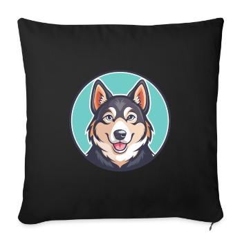 Karelo Finlandais Laïka Chien Race Dessin Animé Kawaii Pet - Housse de coussin décorative 45 x 45 cm - noir - Devant