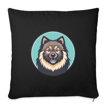 Keeshond Dog Breed Colorful Cartoon Kawaii Clipart - Sofa pillowcase 17,3'' x 17,3'' (45 x 45 cm) - black - Front
