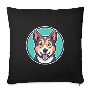 Kintamani Chien Race Dessin Animé Kawaii Clipart Animal - Housse de coussin décorative 45 x 45 cm - noir - Devant