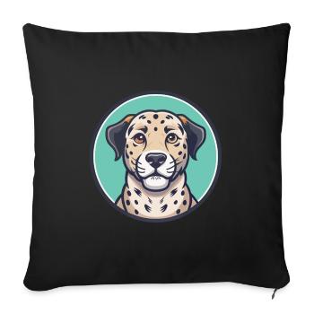 Leopard Cur Dog Breed Funny Cartoon Kawaii Clipart - Sofa pillowcase 17,3'' x 17,3'' (45 x 45 cm) - black - Front