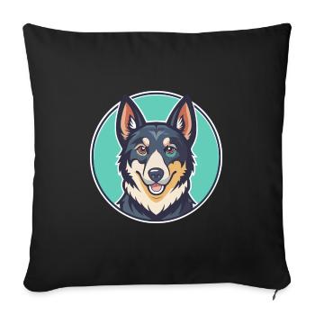 Lapponian Shepherd Dog Breed Cartoon Kawaii - Sofa pillowcase 17,3'' x 17,3'' (45 x 45 cm) - black - Front