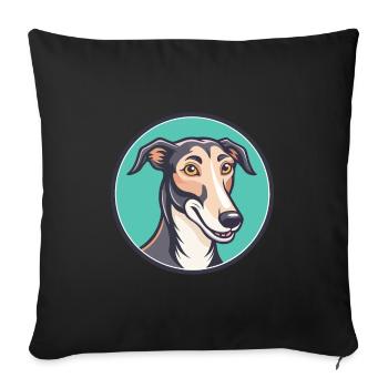 Lurcher Dog Breed Cartoon Character Kawaii Clipart - Sofa pillowcase 17,3'' x 17,3'' (45 x 45 cm) - black - Front