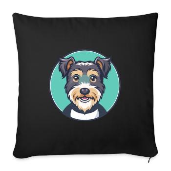 Lucas Terrier Chien Race Dessin animé Kawaii Clipart Animal de compagnie - Housse de coussin décorative 45 x 45 cm - noir - Devant