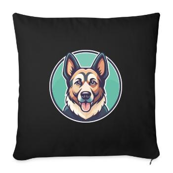 Magyar Agar Chien Race Drôle Dessin animé Kawaii Clipart - Housse de coussin décorative 45 x 45 cm - noir - Devant