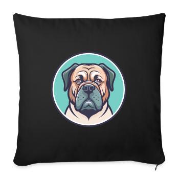 Dogue Kurde Chien Race Dessin animé Kawaii Clipart - Housse de coussin décorative 45 x 45 cm - noir - Devant