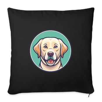 Labrador Retriever Chien Race Dessin Animé Kawaii - Housse de coussin décorative 45 x 45 cm - noir - Devant