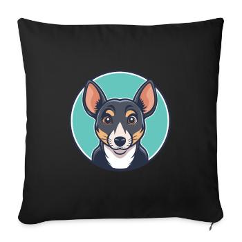 Majorque ratter chien race dessin animé Kawaii Clipart - Housse de coussin décorative 45 x 45 cm - noir - Devant