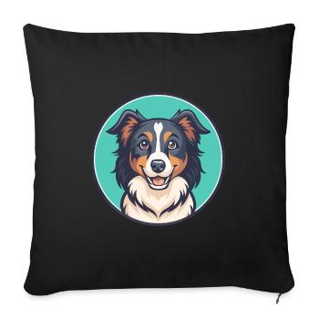 Miniature American Shepherd Dog Breed Cartoon Pet - Sofa pillowcase 17,3'' x 17,3'' (45 x 45 cm) - black - Front
