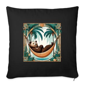 Pension de retraite Ours Retraité Palmiers Cadeau - Housse de coussin décorative 45 x 45 cm - noir - Devant