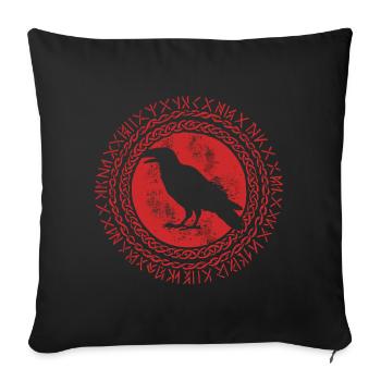 Viking Norse Corbeau Celtique Corbeau Rune Cercle - Housse de coussin décorative 45 x 45 cm - noir - Devant