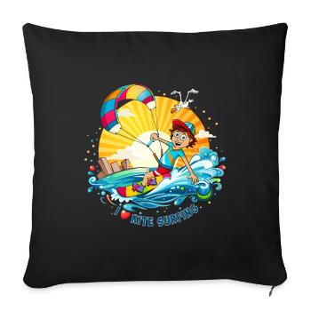 Colorful illustration of a kite surfer - Sofa pillowcase 17,3'' x 17,3'' (45 x 45 cm) - black - Front