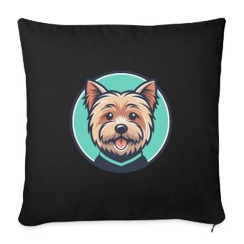 Norfolk Terrier Dog Breed Cartoon Kawaii Clipart - Sofa pillowcase 17,3'' x 17,3'' (45 x 45 cm) - black - Front