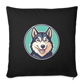 Nördliche Inuit Hunderasse Karikatur Kawaii Clipart - Sofakissenbezug 45 x 45 cm - Schwarz - Vorne
