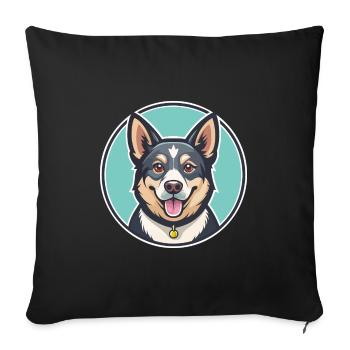 Nouvelle-Zélande Race Chien Drôle Dessin Animé Kawaii Clipart - Housse de coussin décorative 45 x 45 cm - noir - Devant