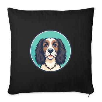 Norfolk Spaniel Dog Breed Cartoon Kawaii Clipart - Sofa pillowcase 17,3'' x 17,3'' (45 x 45 cm) - black - Front