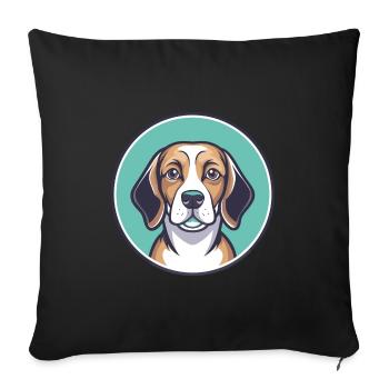 North Country Beagle Dog Breed Cartoon Kawaii Pet - Sofa pillowcase 17,3'' x 17,3'' (45 x 45 cm) - black - Front