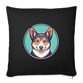 Norvégien Lundehund Race de chien Drôle Dessin animé Kawaii - Housse de coussin décorative 45 x 45 cm - noir - Devant