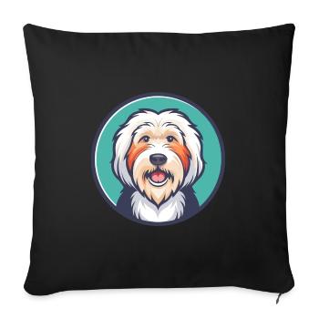 Vieux chien de berger anglais chien race dessin animé Kawaii animal de compagnie - Housse de coussin décorative 45 x 45 cm - noir - Devant