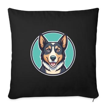 Nouvelle-Zélande Tête Chien Race Drôle Dessin Animé Kawaii - Housse de coussin décorative 45 x 45 cm - noir - Devant