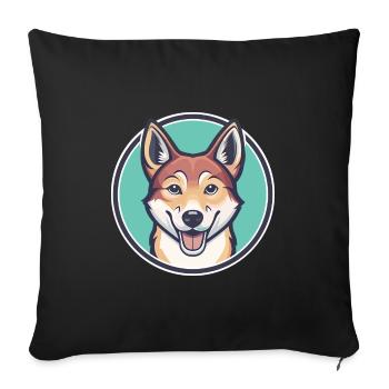 Nouvelle-Guinée Chien Chantant Race Dessin Animé Kawaii - Housse de coussin décorative 45 x 45 cm - noir - Devant