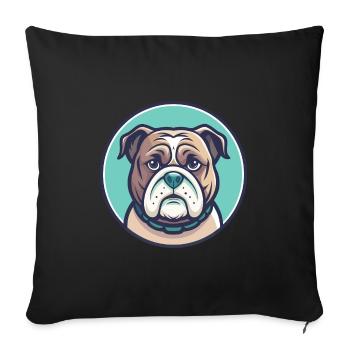 Vieux bouledogue anglais chien race drôle dessin animé Kawaii - Housse de coussin décorative 45 x 45 cm - noir - Devant