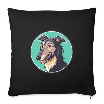 Pampas Deerhound Dog Breed Cartoon Kawaii Clipart - Sofa pillowcase 17,3'' x 17,3'' (45 x 45 cm) - black - Front