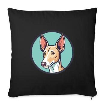 Podenco Ibicenco Chien Race Dessin animé Kawaii Clipart - Housse de coussin décorative 45 x 45 cm - noir - Devant