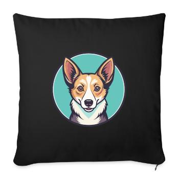 Portugiesische Podengo Hunderasse Karikatur Kawaii - Sofakissenbezug 45 x 45 cm - Schwarz - Vorne