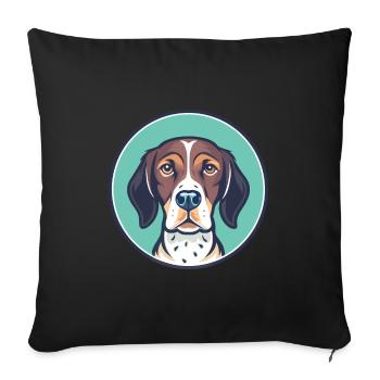 Vieux chien d’arrêt danois race dessin animé Kawaii - Housse de coussin décorative 45 x 45 cm - noir - Devant