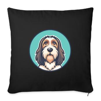 Petit Basset Griffon Vendéen Chien Race Dessin Animé Animal - Housse de coussin décorative 45 x 45 cm - noir - Devant