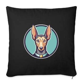 Pharaon Chien Chien Race Dessin animé Kawaii Clipart Animal de compagnie - Housse de coussin décorative 45 x 45 cm - noir - Devant