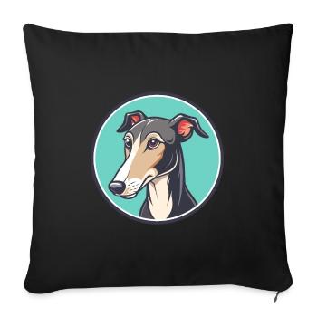 Lévrier polonais chien race dessin animé Kawaii Clipart - Housse de coussin décorative 45 x 45 cm - noir - Devant