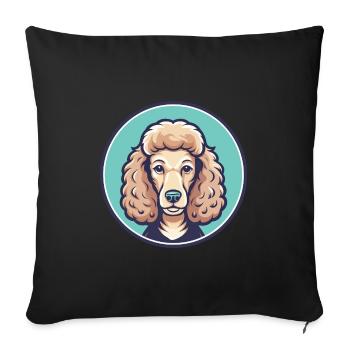 Caniche chien race dessin animé Kawaii Clipart animal de compagnie - Housse de coussin décorative 45 x 45 cm - noir - Devant