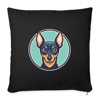Prague Ratter Chien Race Dessin animé Kawaii Clipart Animal de compagnie - Housse de coussin décorative 45 x 45 cm - noir - Devant