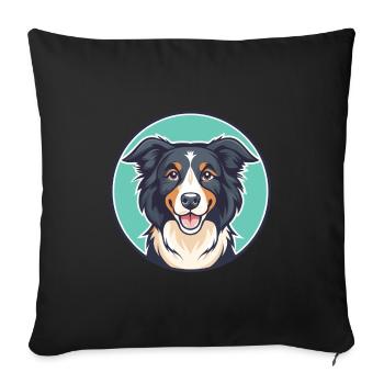 Chien de berger picard, race de chien, dessin animé, Kawaii, Clipart - Housse de coussin décorative 45 x 45 cm - noir - Devant