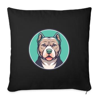 Pitbull Chien Race Dessin Animé Personnage Kawaii Clipart - Housse de coussin décorative 45 x 45 cm - noir - Devant