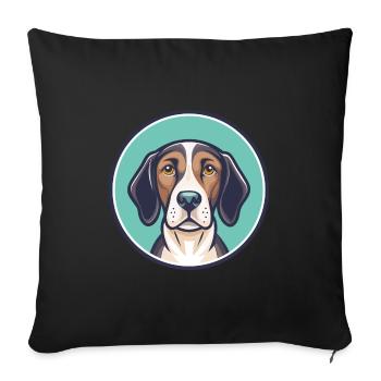 Pointer chien race dessin animé personnage Kawaii Clipart - Housse de coussin décorative 45 x 45 cm - noir - Devant
