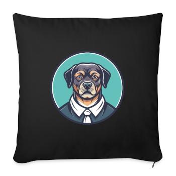 Chien de garde portugais race chien drôle dessin animé Kawaii - Housse de coussin décorative 45 x 45 cm - noir - Devant
