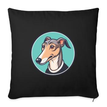 Rampur Greyhound Chien Race Dessin animé Kawaii Clipart - Housse de coussin décorative 45 x 45 cm - noir - Devant