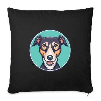 Rajapalayam Dog Breed Funny Cartoon Kawaii Clipart - Sofa pillowcase 17,3'' x 17,3'' (45 x 45 cm) - black - Front