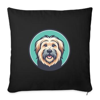 chien de berger des Pyrénées race de chien dessin animé Kawaii Clipart - Housse de coussin décorative 45 x 45 cm - noir - Devant