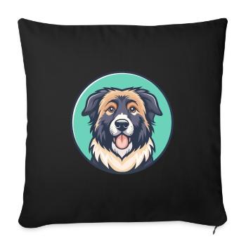 Romanian Mioritic Shepherd Dog Breed Funny Cartoon - Sofa pillowcase 17,3'' x 17,3'' (45 x 45 cm) - black - Front
