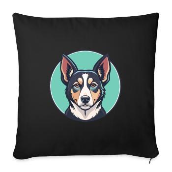 Russischer Harlekin Hund Hunderasse Karikatur Kawaii - Sofakissenbezug 45 x 45 cm - Schwarz - Vorne